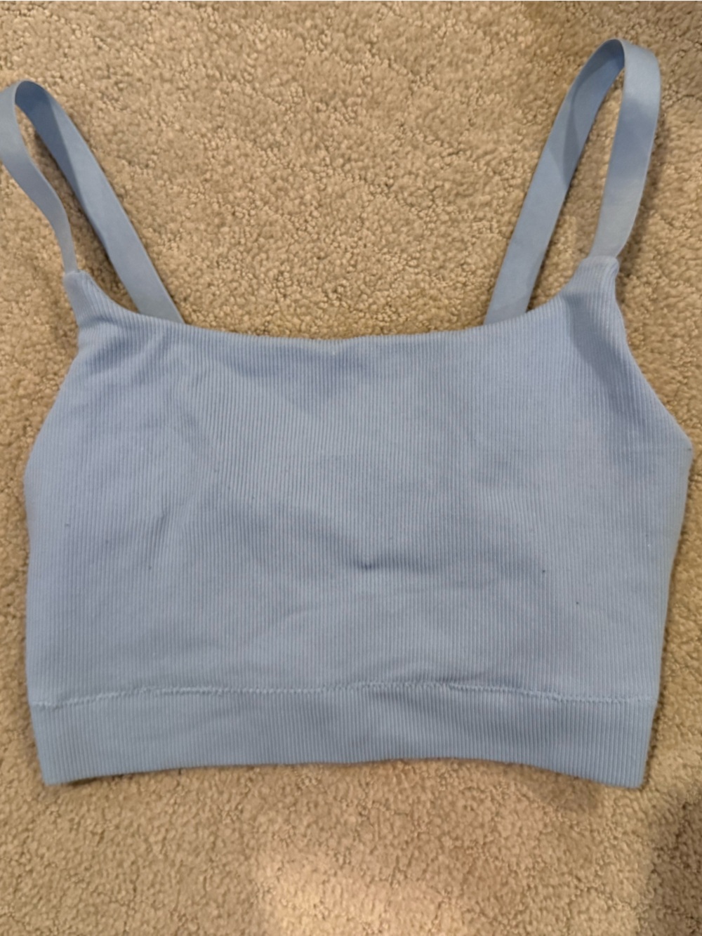 Light Blue Ribbed Cropped Bralette - Picture 2 of 5